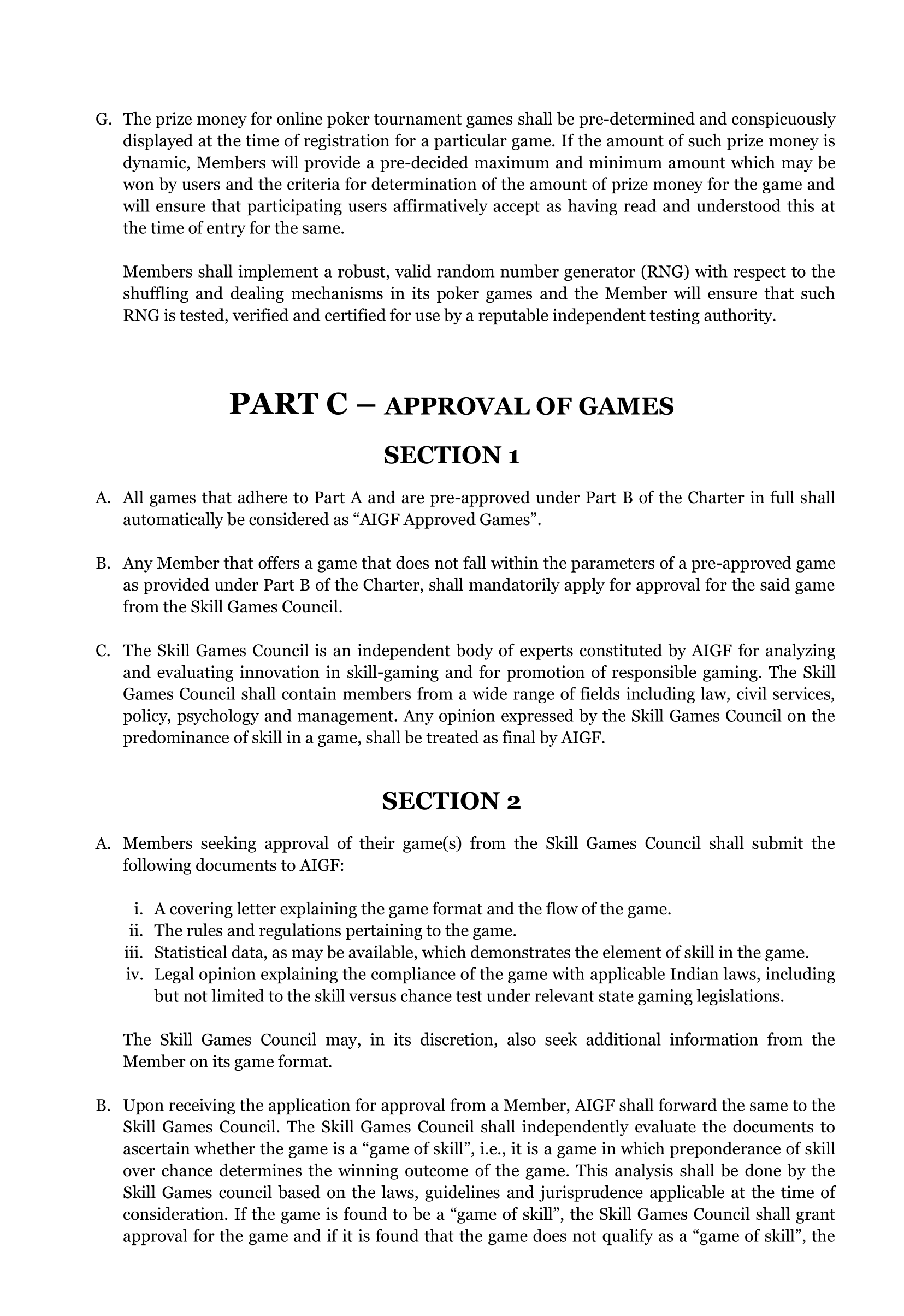 All India Gaming Federation - Skill Games Charter