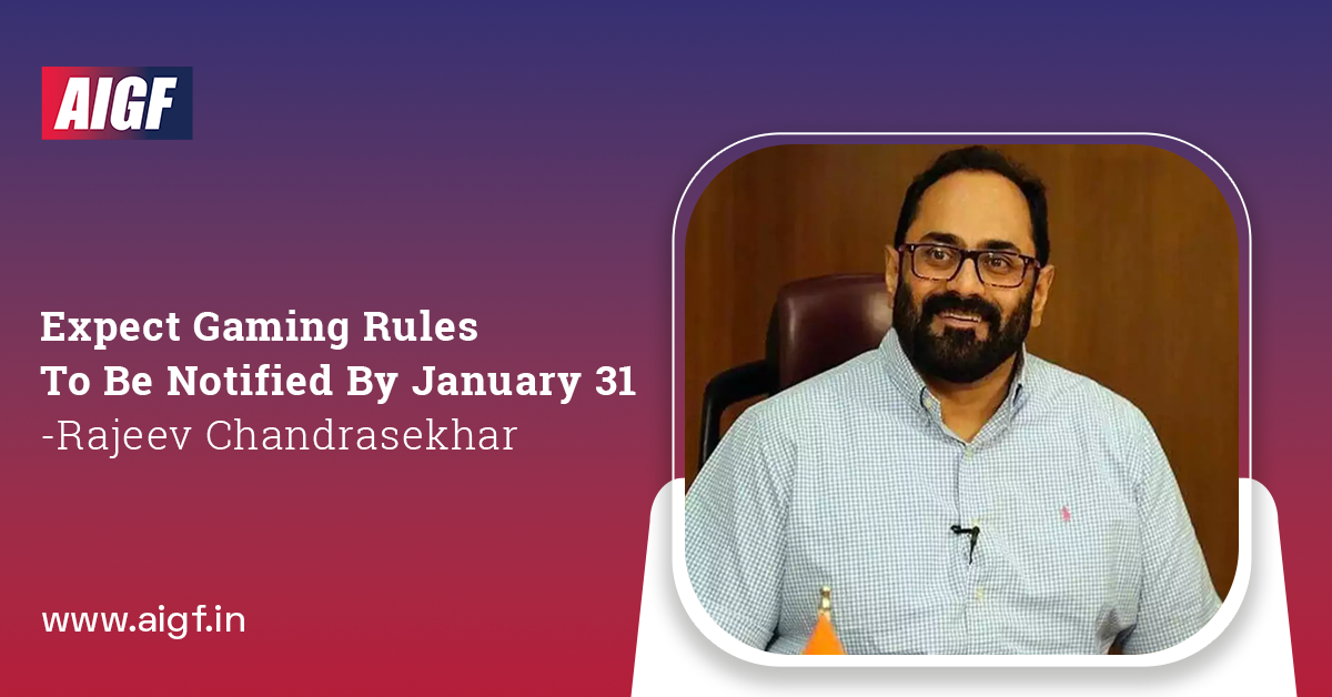 Expect Gaming Rules To Be Notified By January 31: Rajeev Chandrasekhar